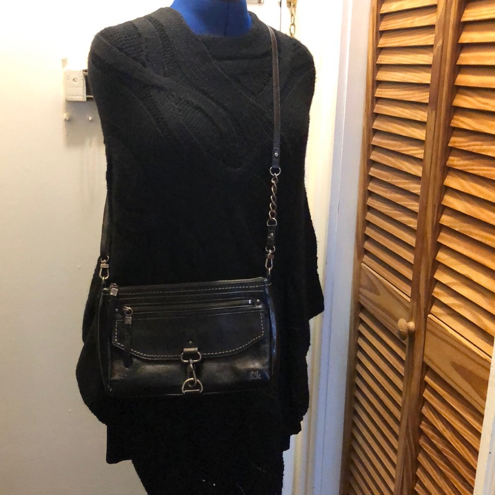 Black Leather Sak Crossbody Bag
